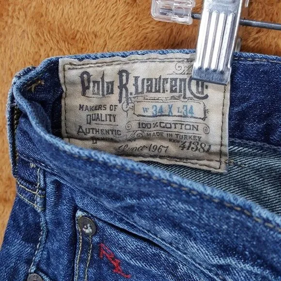 POLO RALPH LAUREN Jeans Mens 34x34 Durango Slim Fit Button Fly Medium Wash Denim